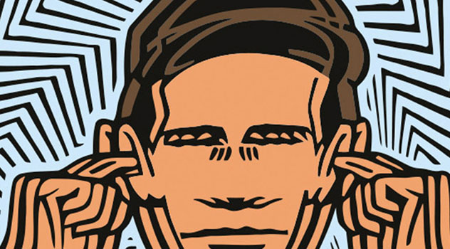 Disegno stilizzato di una persona che si tappa le orecchie a causa del rumore circostante